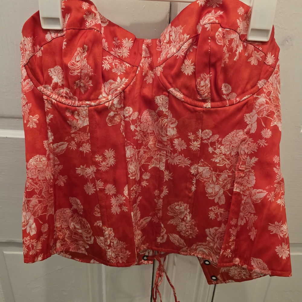 Selkie Secret Admirer Red Floral Bustier Corset XXL